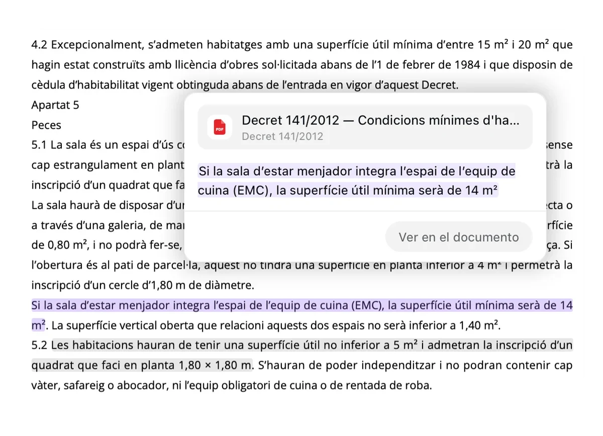 La cita señalada sobre el texto del propio documento