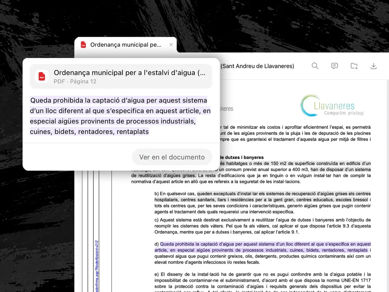 Una ordenanza abierta por la página de la cita, con el párrafo resaltado